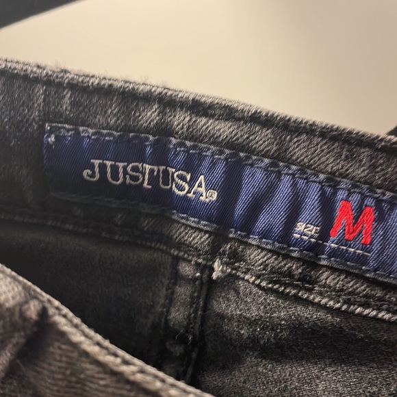 Just USA Women’s Distressed Black Denim High Waisted Shorts - Picture 2 of 3